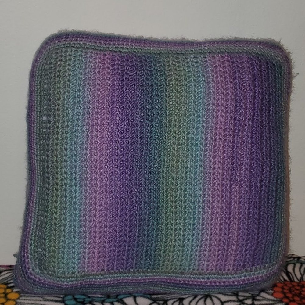 Crochet Pastel Ombre Square Throw Accent Pillow